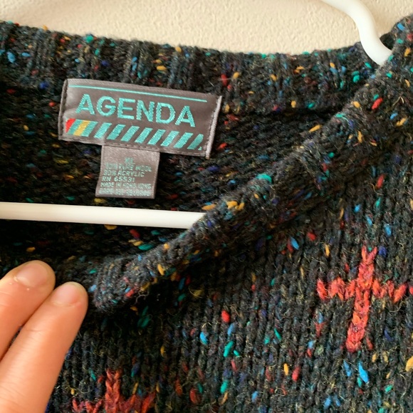 Vintage speckled black Aztec Navajo chunky sweater (bag4) - Picture 4 of 6